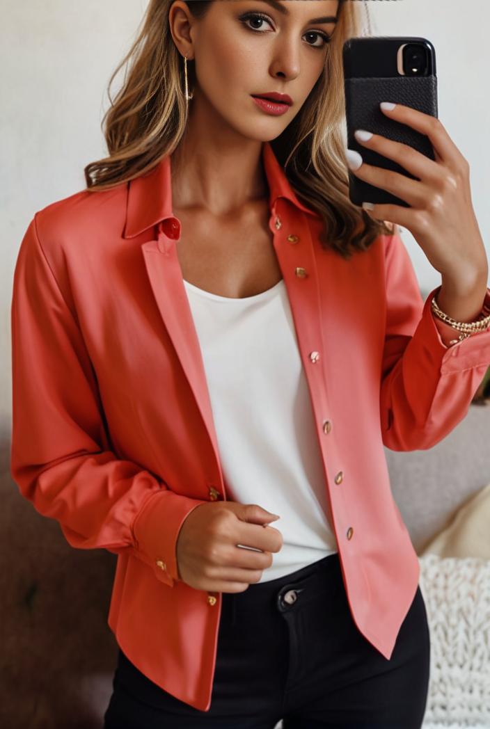 women s solid open front blazer with long sleeves for office wear 108266