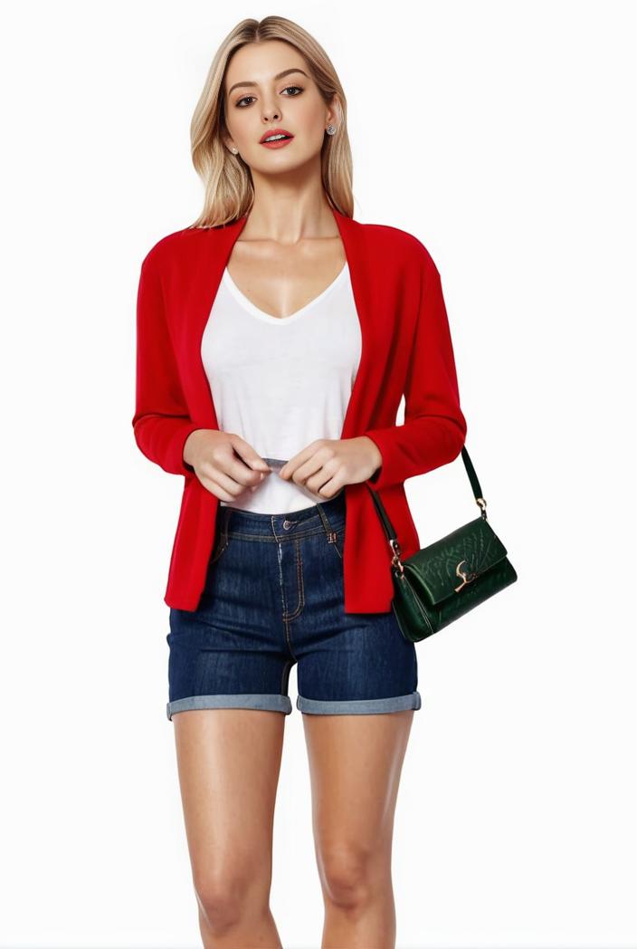 women s solid open front blazer with long sleeves for office wear 108270