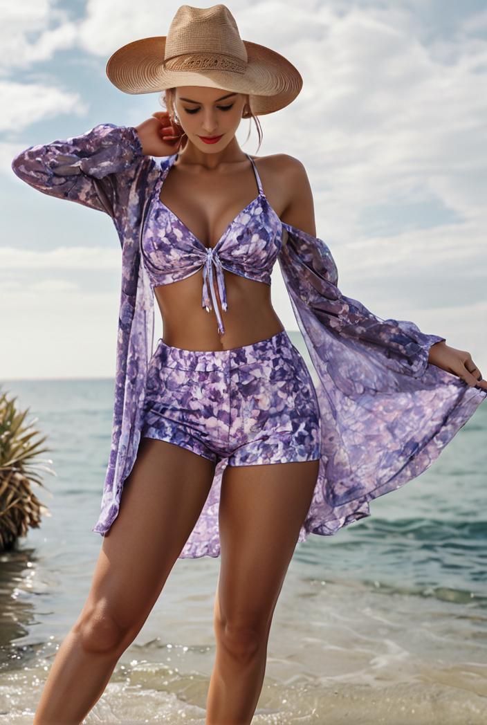 3 pieces sexy print bikini women high waist swimsuit cover up swimwear female lady bathing suit swimming summer beachwear 109053