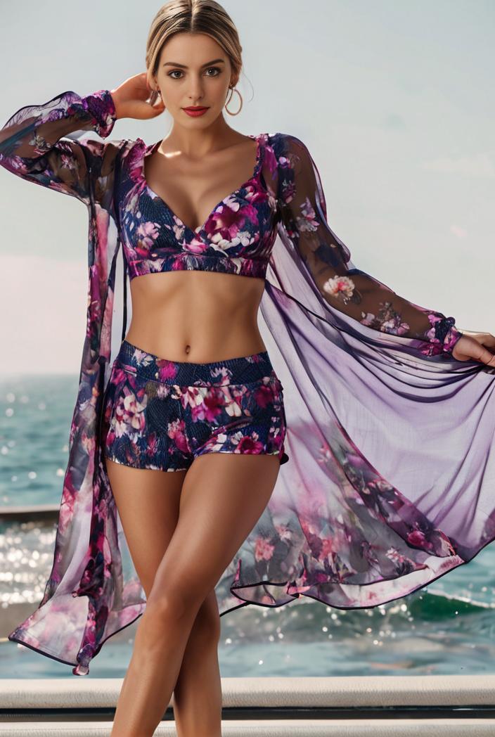 3 pieces sexy print bikini women high waist swimsuit cover up swimwear female lady bathing suit swimming summer beachwear 109095