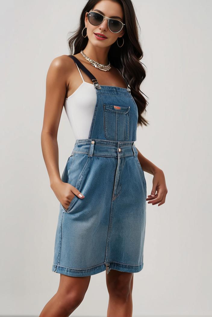 blue denim jumpsuit with distressed ripped details for women 109952