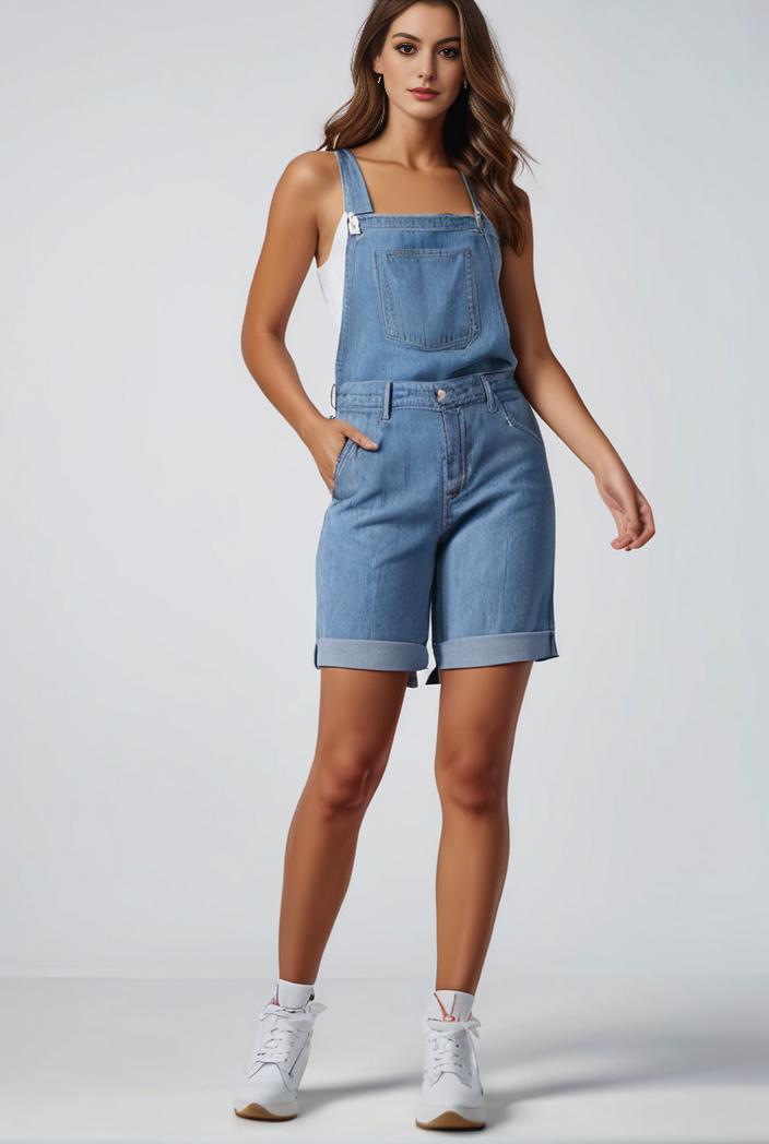 blue denim jumpsuit with distressed ripped details for women 109956