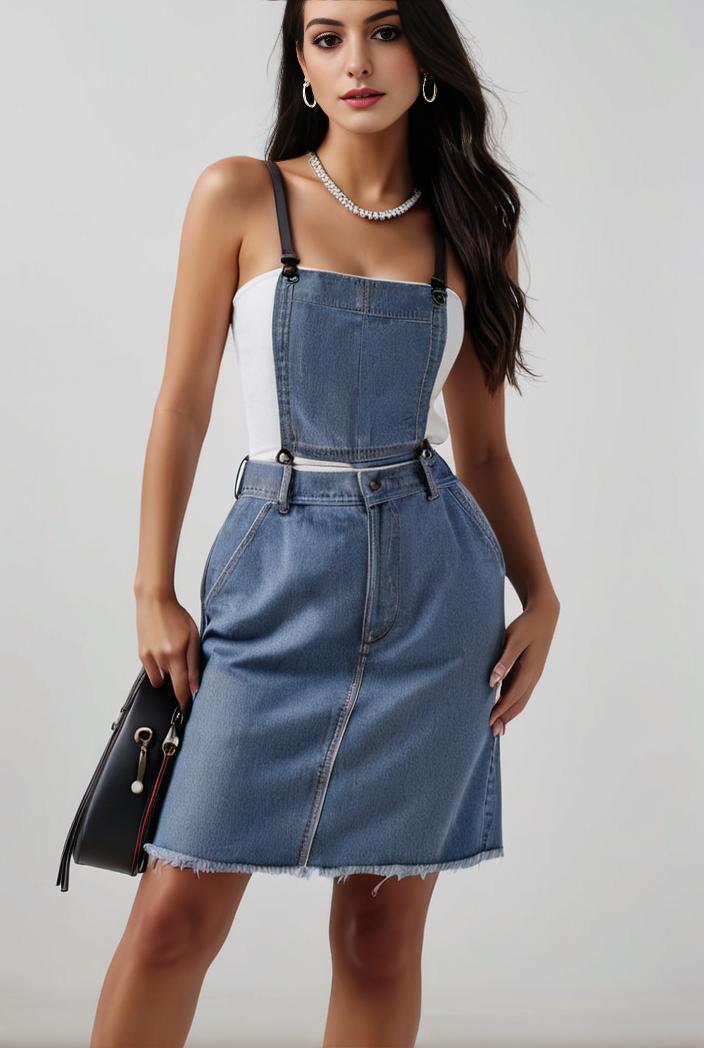 blue denim jumpsuit with distressed ripped details for women 109963