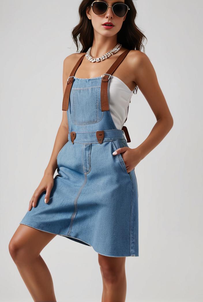 blue denim jumpsuit with distressed ripped details for women 109980