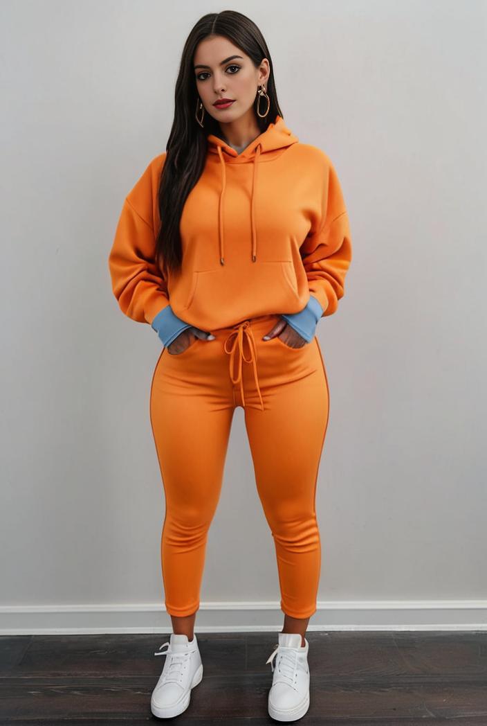 casual drawstring pants and hoodie combo set for women 112640
