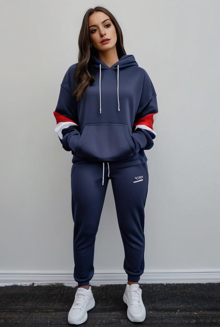 casual drawstring pants and hoodie combo set for women 112642