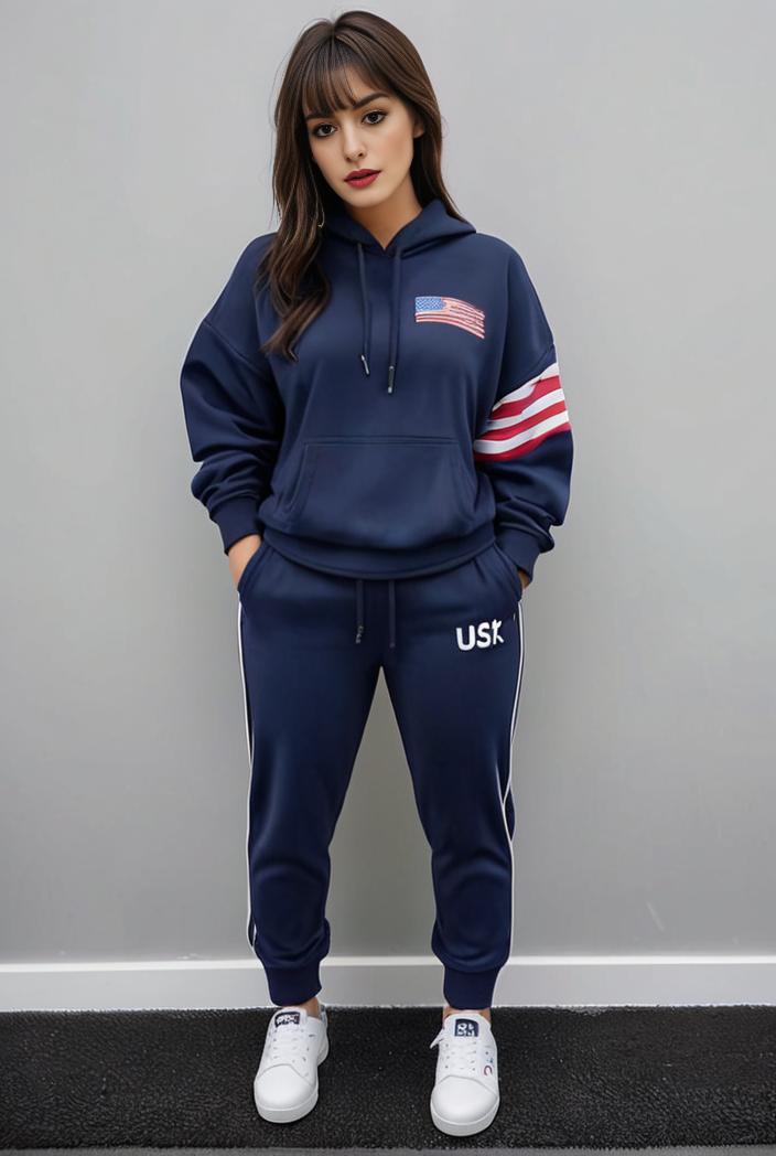 casual drawstring pants and hoodie combo set for women 112647