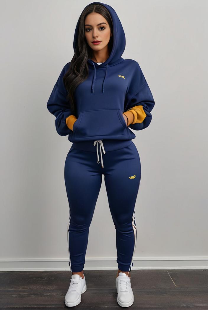 casual drawstring pants and hoodie combo set for women 112645