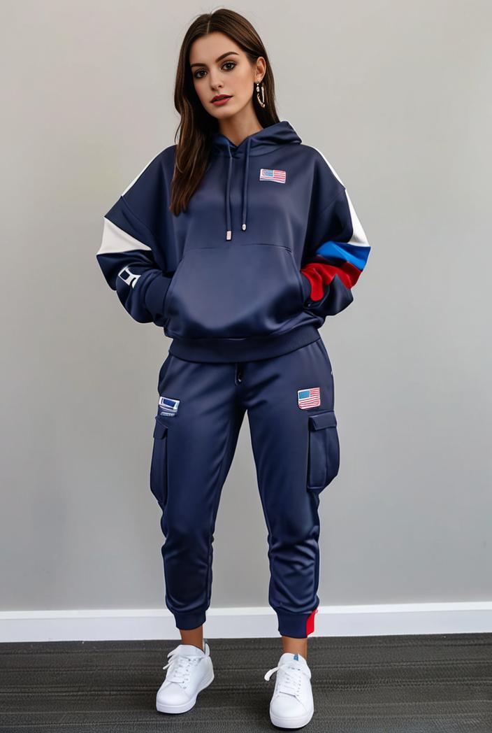 casual drawstring pants and hoodie combo set for women 112649