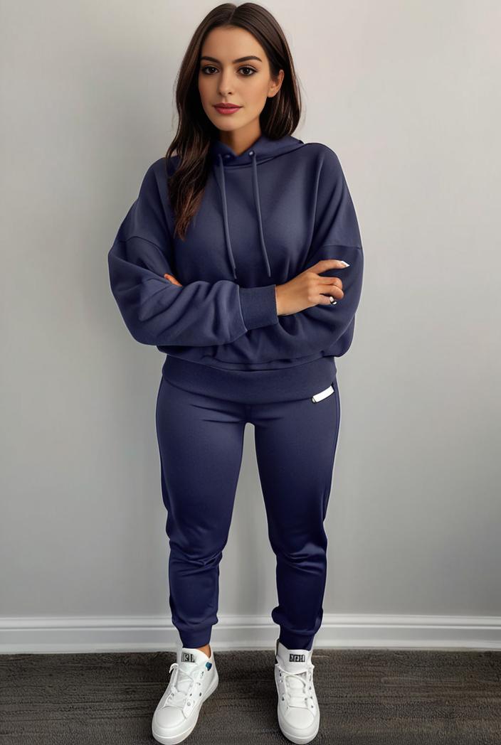 casual drawstring pants and hoodie combo set for women 112650