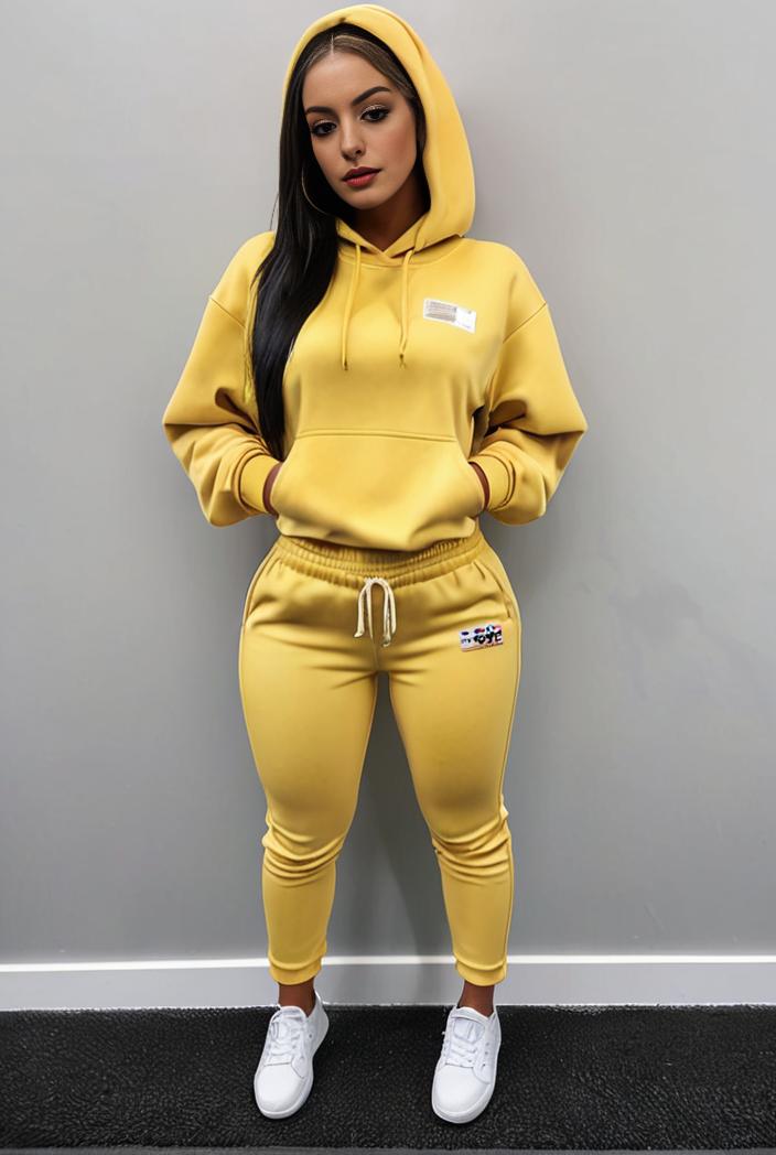 casual drawstring pants and hoodie combo set for women 112655