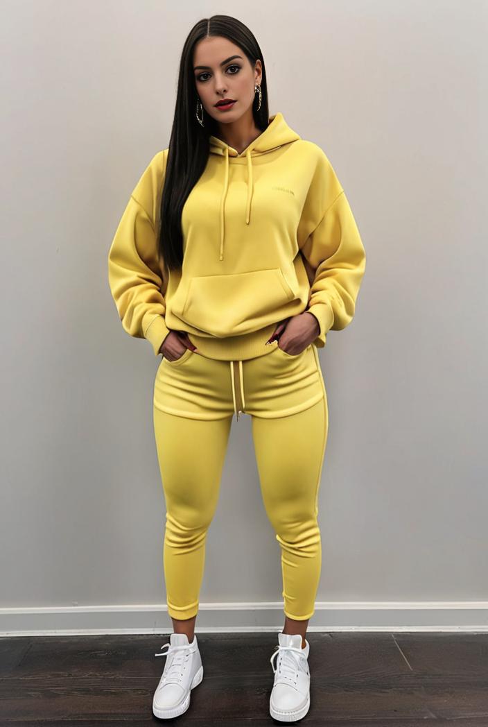 casual drawstring pants and hoodie combo set for women 112656