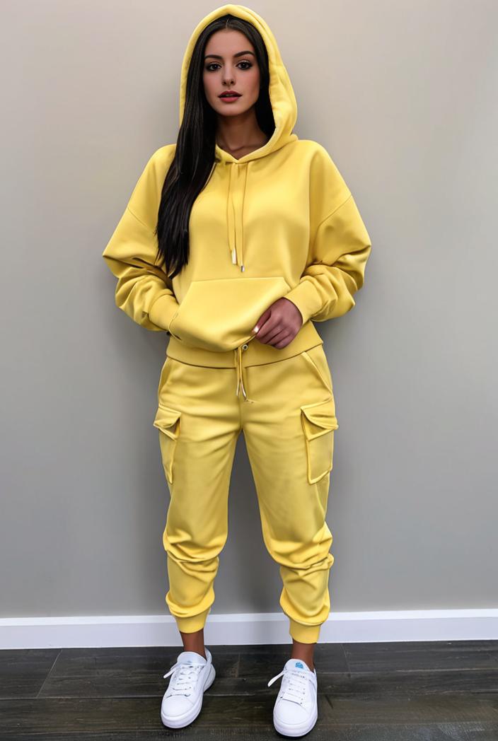 casual drawstring pants and hoodie combo set for women 112660