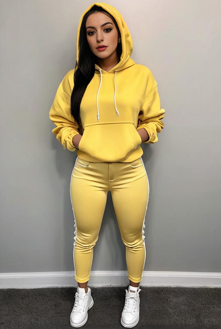 casual drawstring pants and hoodie combo set for women 112657