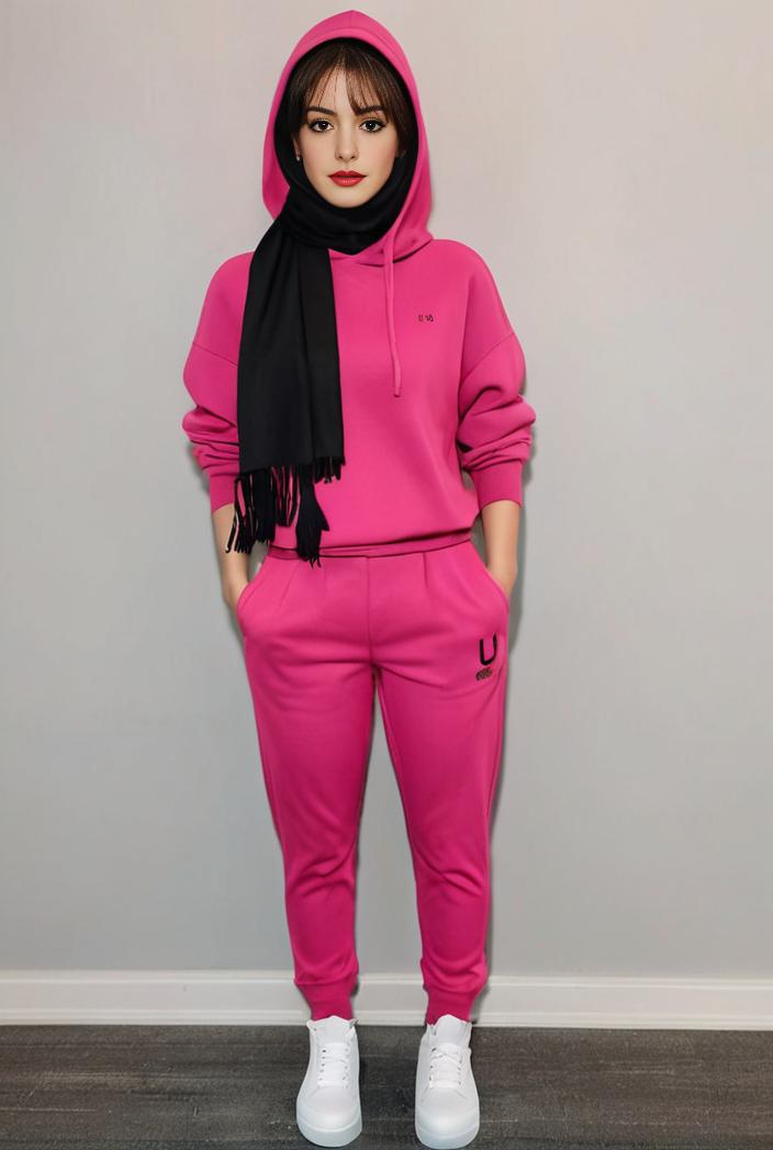 casual drawstring pants and hoodie combo set for women 112661
