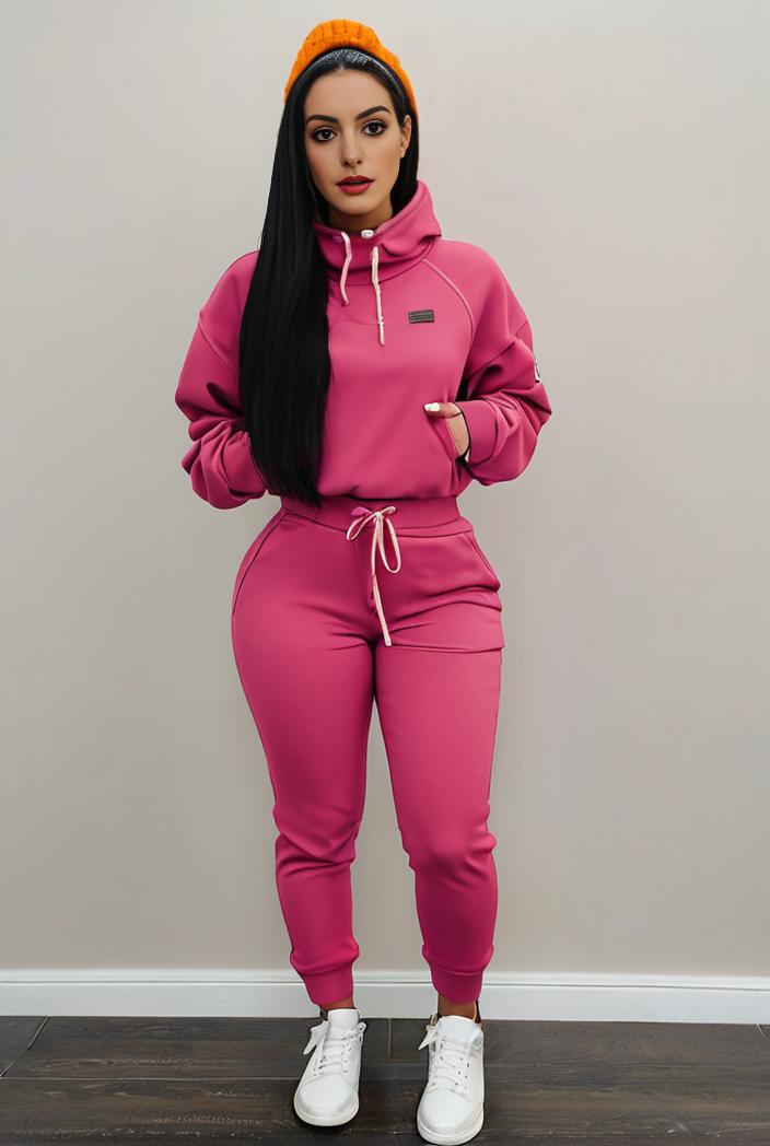 casual drawstring pants and hoodie combo set for women 112664