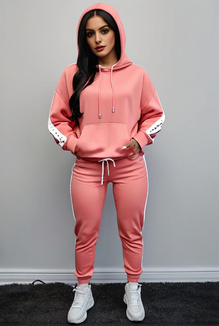 casual drawstring pants and hoodie combo set for women 112667