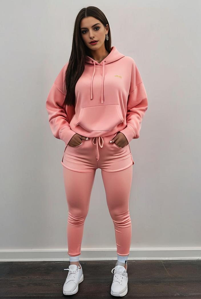 casual drawstring pants and hoodie combo set for women 112672