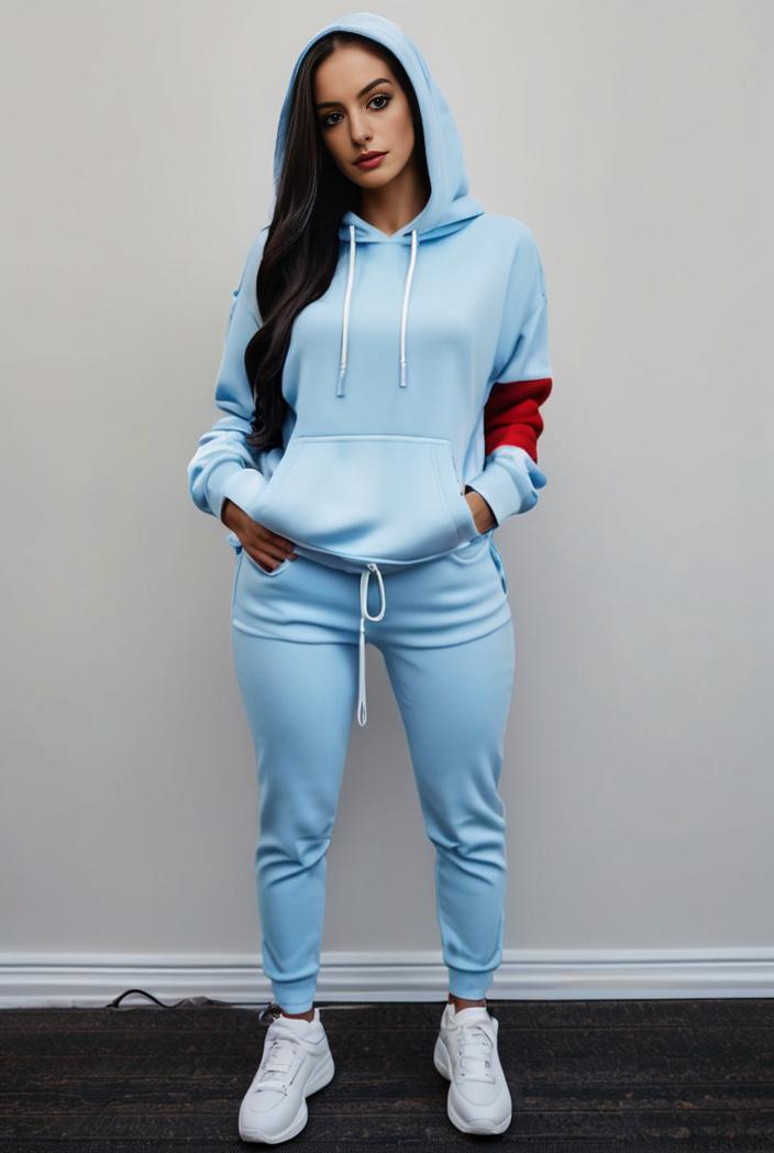 casual drawstring pants and hoodie combo set for women 112676