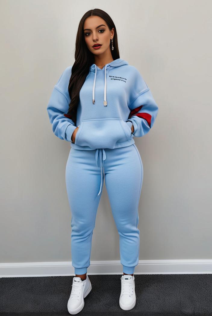 casual drawstring pants and hoodie combo set for women 112675