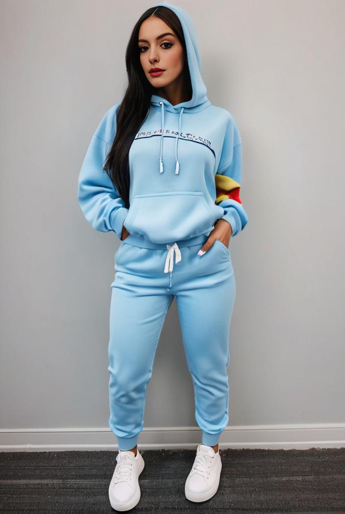 casual drawstring pants and hoodie combo set for women 112680