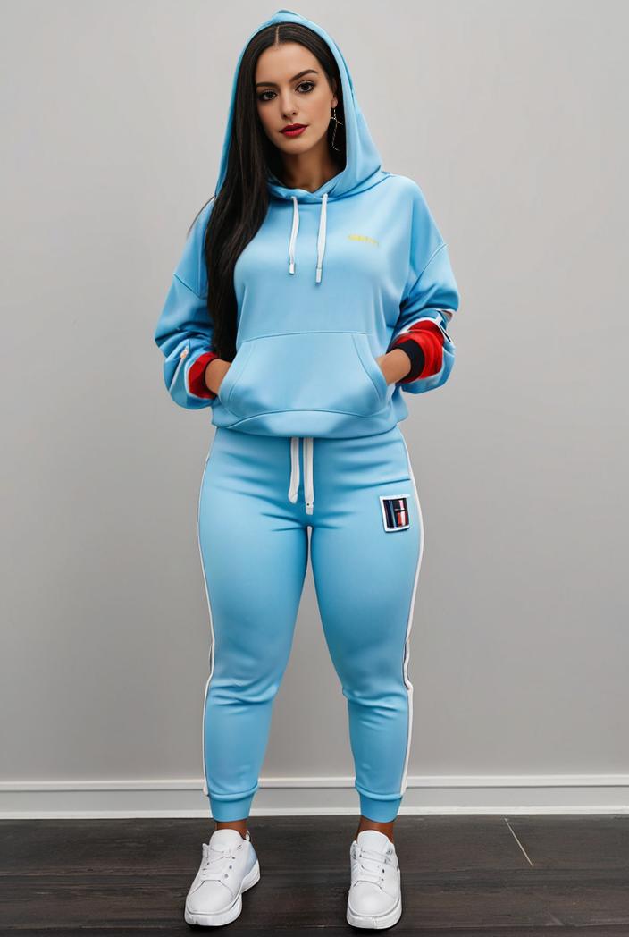 casual drawstring pants and hoodie combo set for women 112679