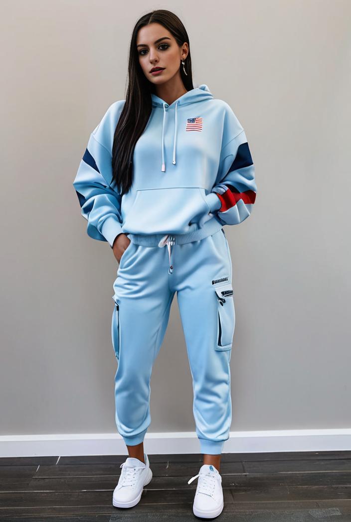 casual drawstring pants and hoodie combo set for women 112681