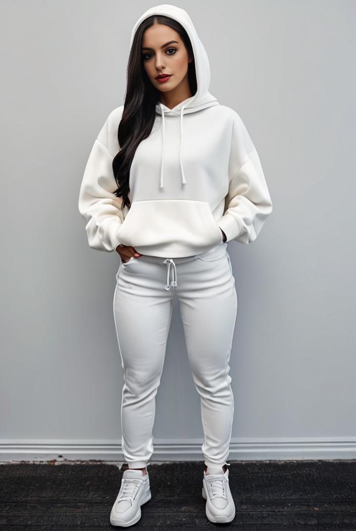 casual drawstring pants and hoodie combo set for women 112684
