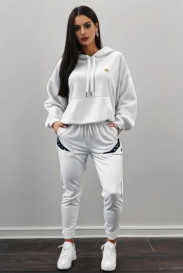casual drawstring pants and hoodie combo set for women 112688