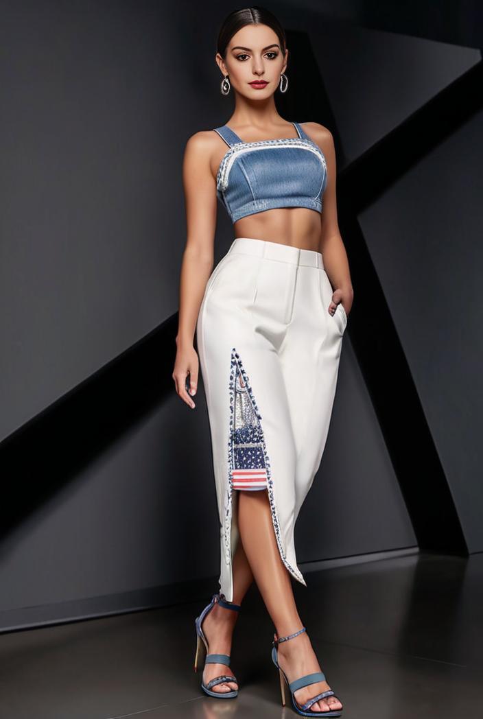 distressed flap pockets denim midi skirt with frayed hem 118379