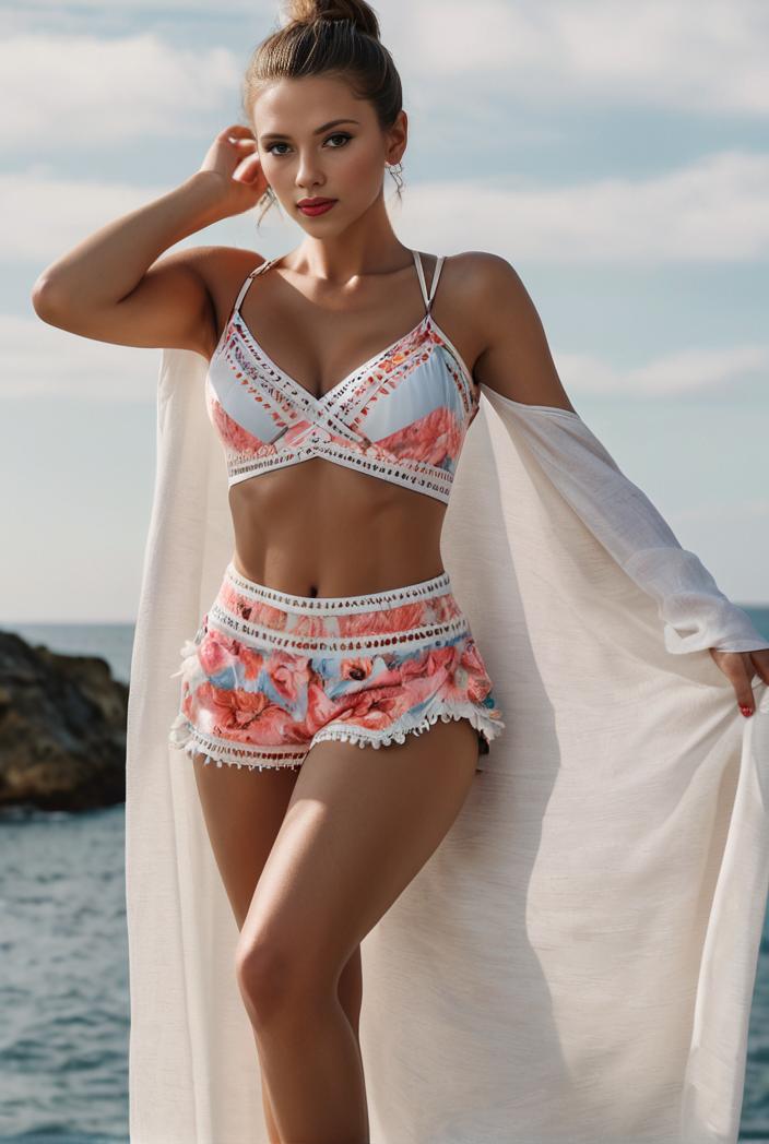3 pieces sexy print bikini women high waist swimsuit cover up swimwear female lady bathing suit swimming summer beachwear 135244