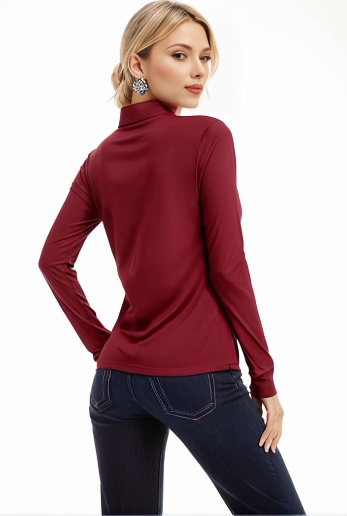 3 sets of turtleneck tees comfy long sleeve shirt perfect for spring autumn women s apparel 148875