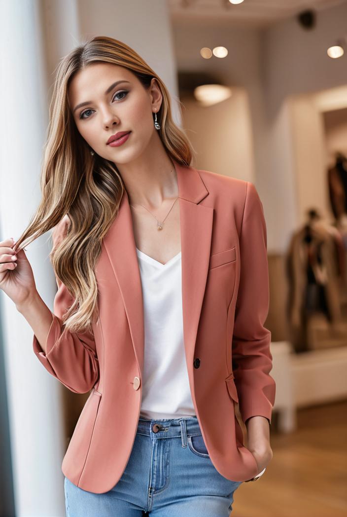 ladies solid button up blazer with long sleeves casual lapel design 116765