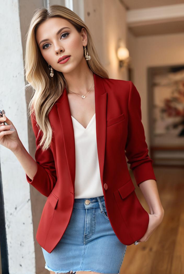 ladies solid button up blazer with long sleeves casual lapel design 116788