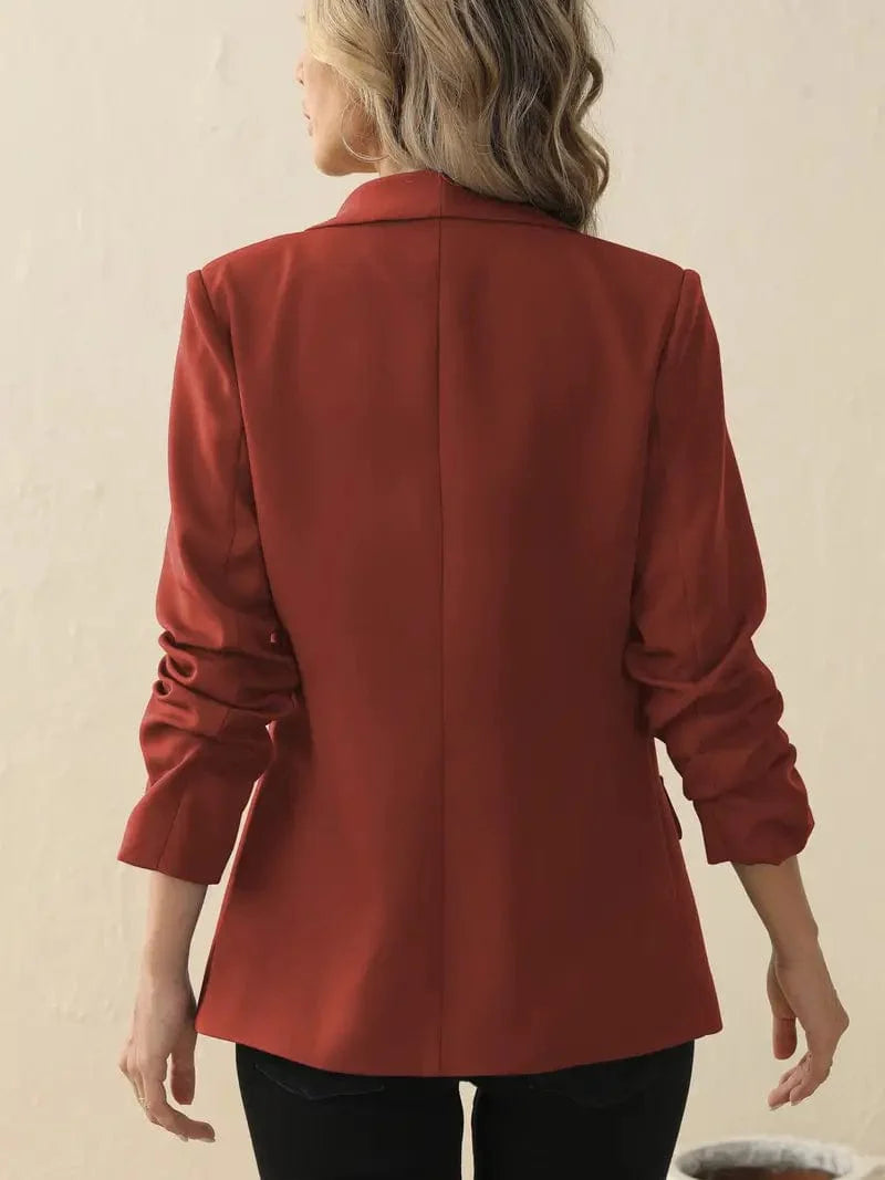 Sophisticated Long Sleeve Lapel Blazer for Women's Office Attire