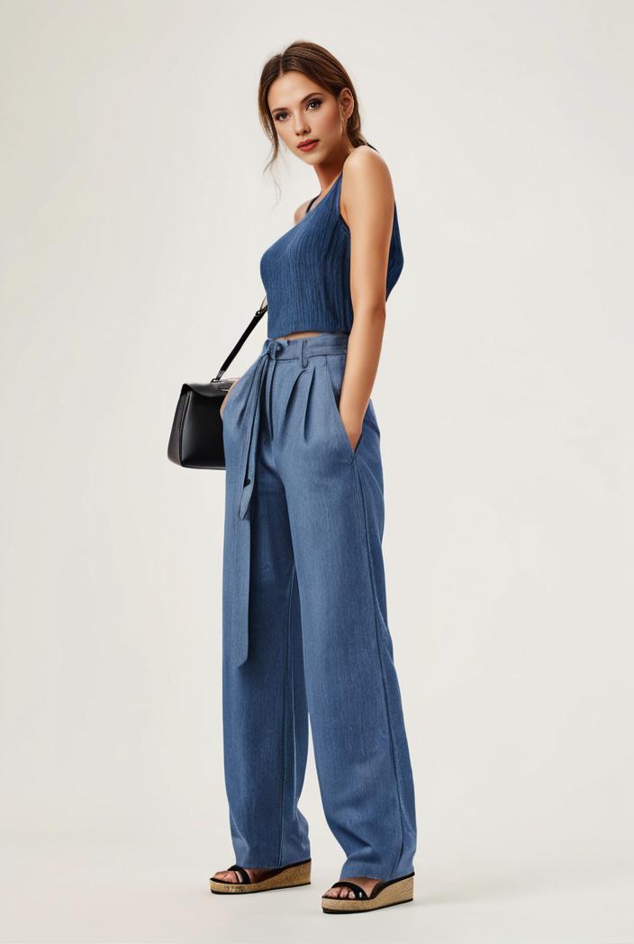 relaxed fit blue denim romper with slant pockets distressed denim coverall stylish women s denim outfit 120481