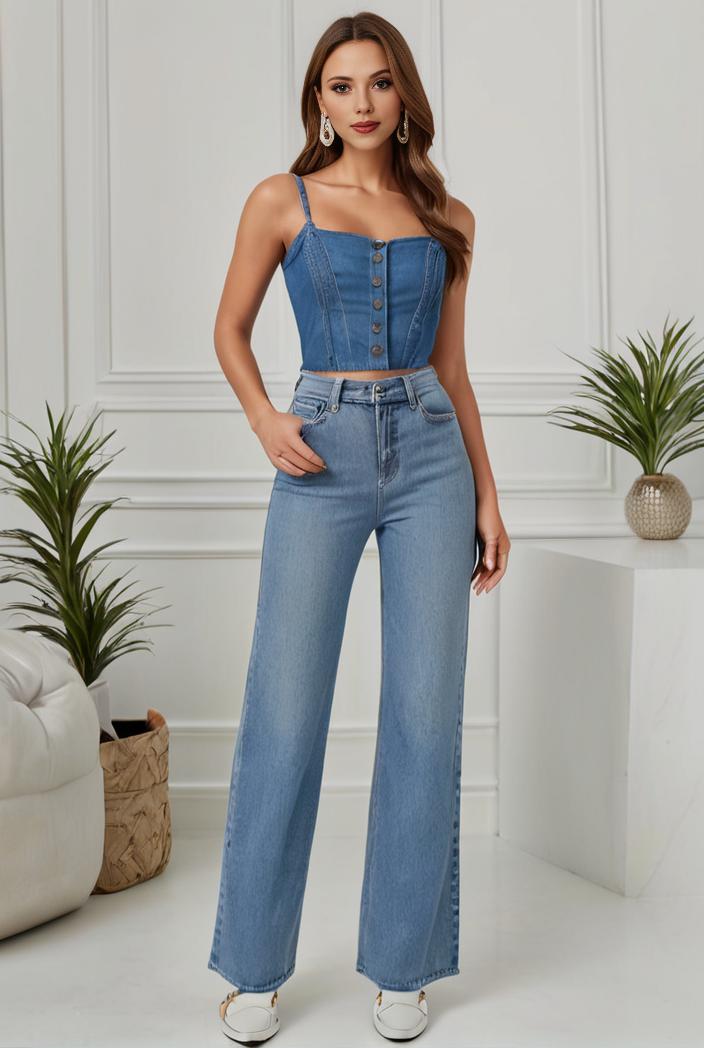 relaxed fit denim jumpsuit with slant pockets non elastic washed denim overalls women s denim apparel 120490