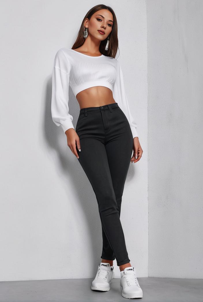 slim fit drawstring denim jeans with elastic waist for women 125213