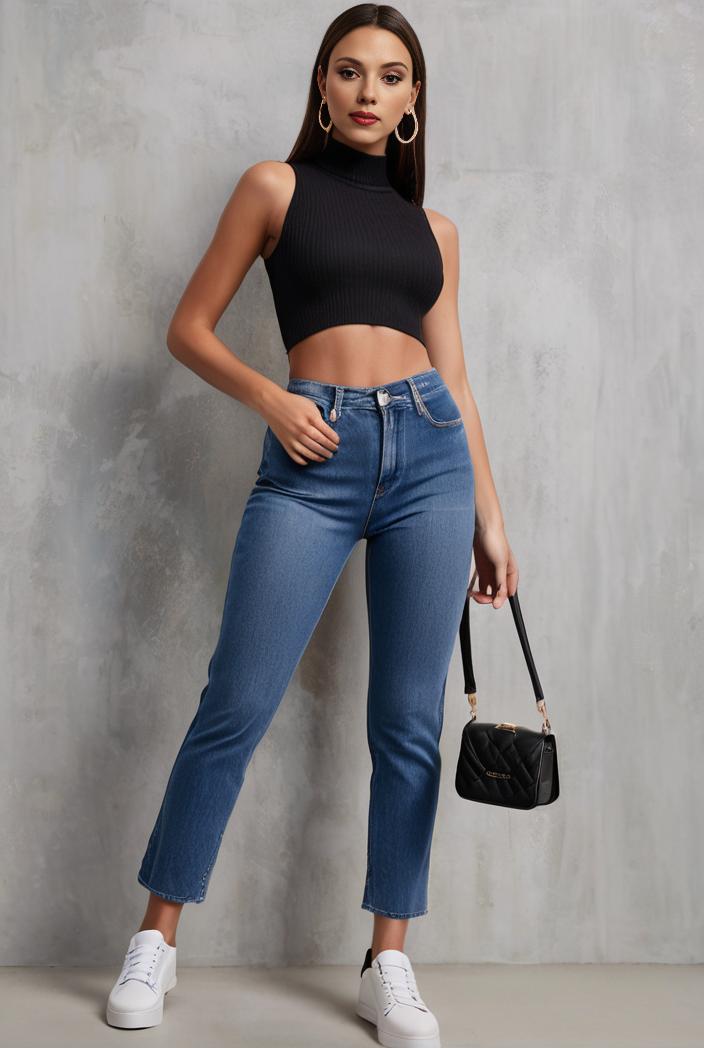 slim fit drawstring denim jeans with elastic waist for women 125230