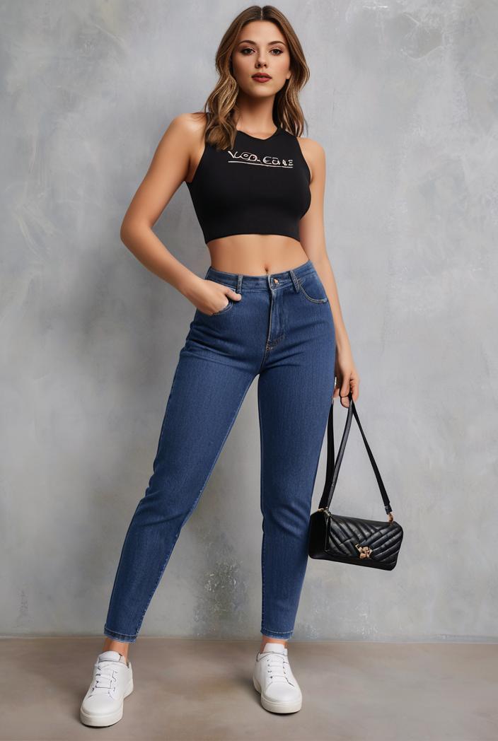 slim fit drawstring denim jeans with elastic waist for women 125232