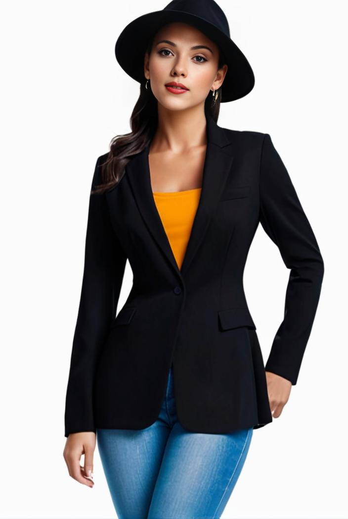 solid blazer with tie back and casual lapel long sleeve outerwear for women 125266