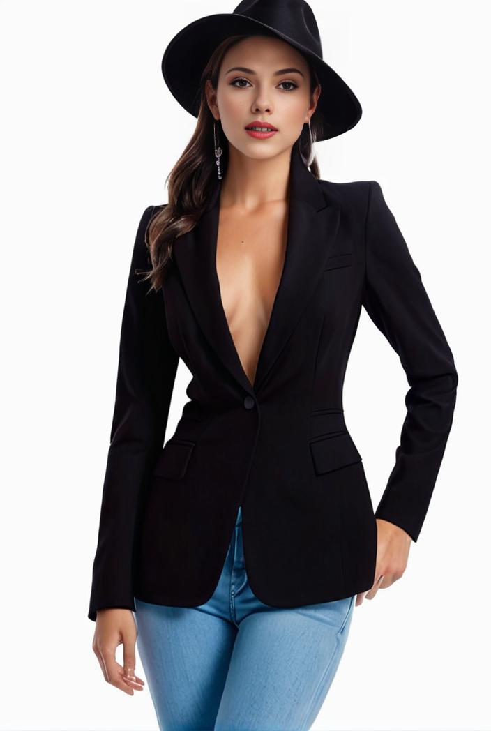 solid blazer with tie back and casual lapel long sleeve outerwear for women 125268