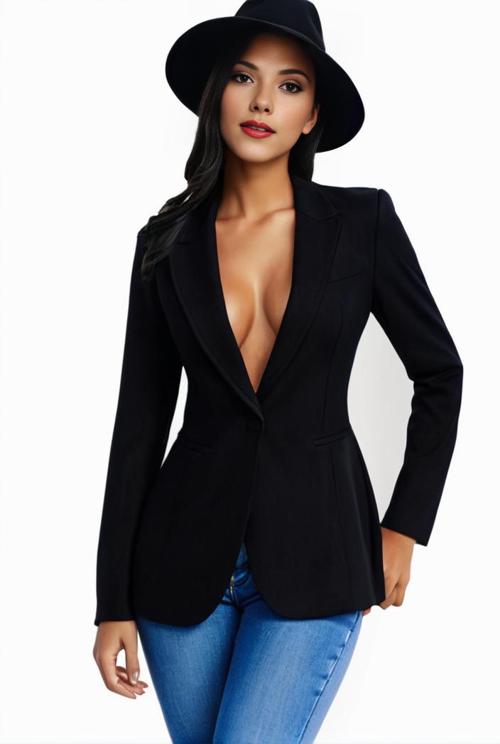 solid blazer with tie back and casual lapel long sleeve outerwear for women 125270