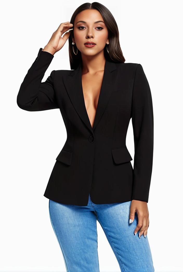 solid blazer with tie back and casual lapel long sleeve outerwear for women 125274