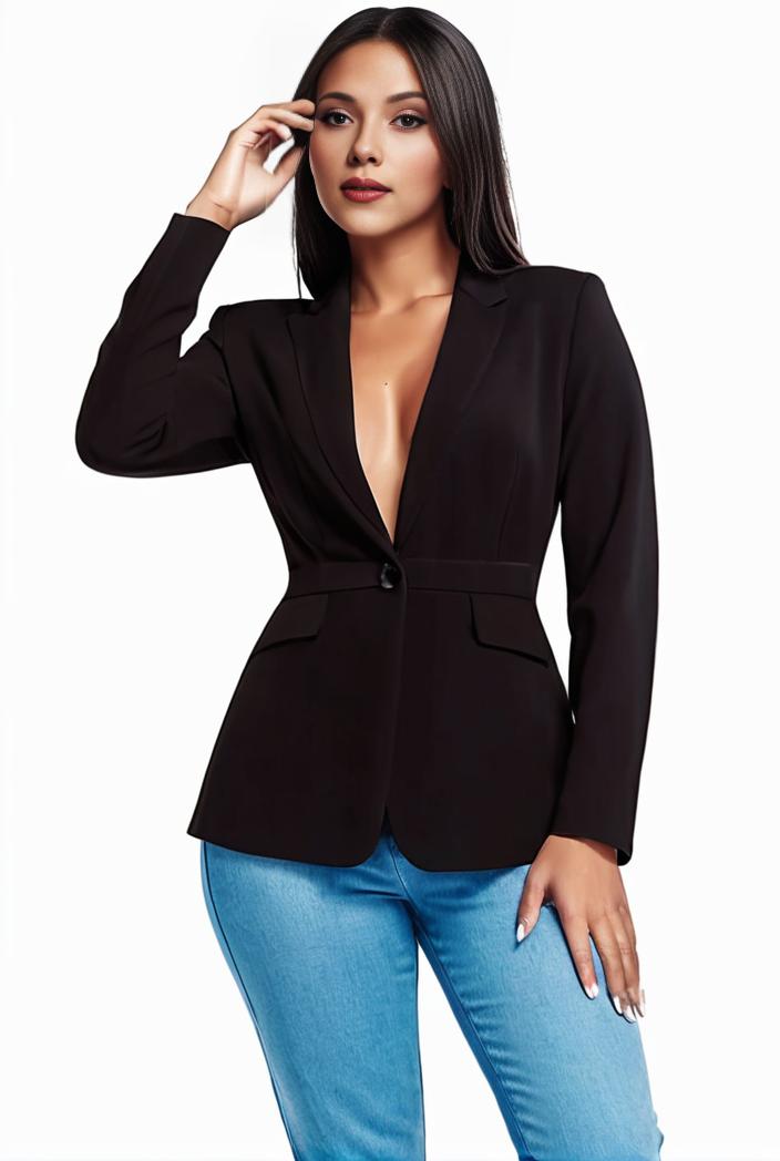 solid blazer with tie back and casual lapel long sleeve outerwear for women 125276