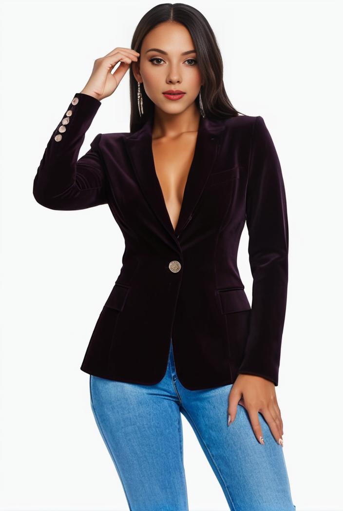 solid blazer with tie back and casual lapel long sleeve outerwear for women 125279