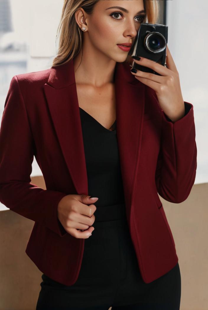 sophisticated split front blazer with long sleeves 126207