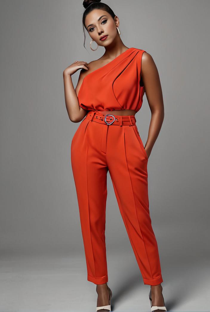 stylish sleeveless jumpsuit with tie waist and flap pockets for women 127783
