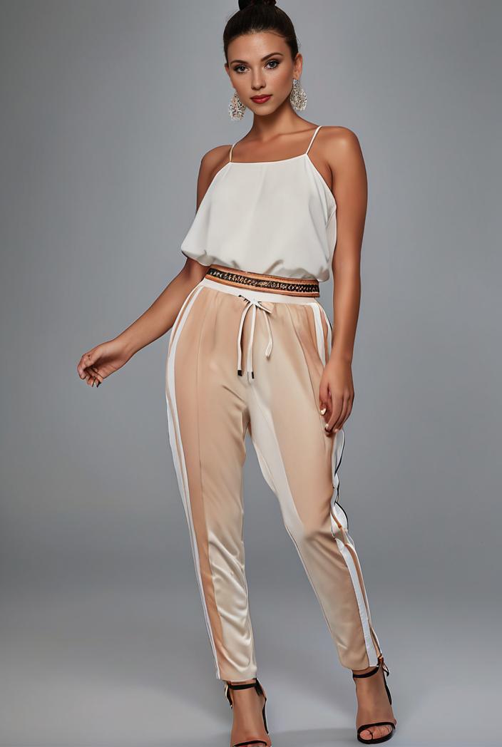 stylish sleeveless jumpsuit with tie waist and flap pockets for women 127796