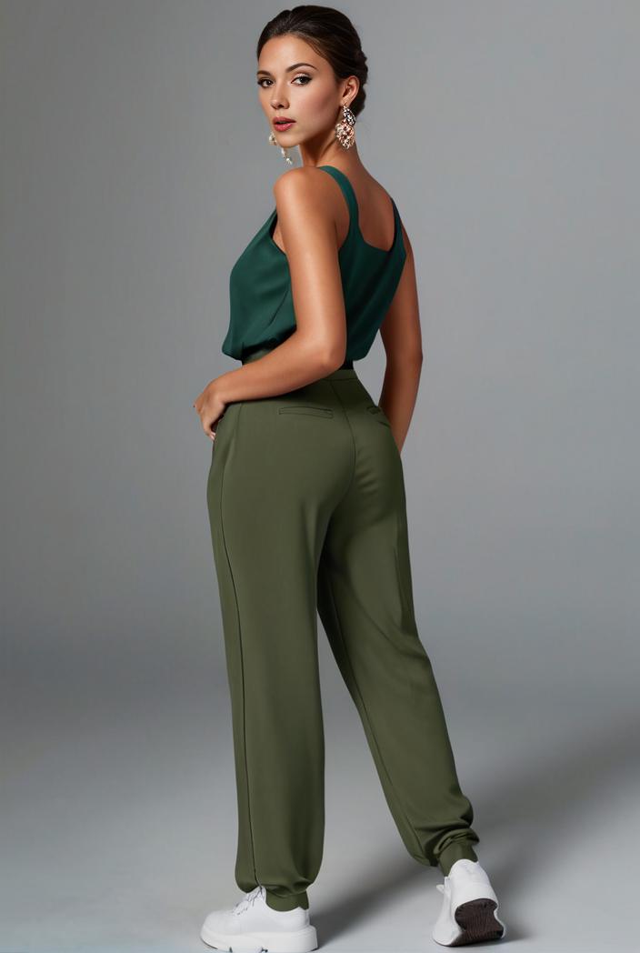 stylish sleeveless jumpsuit with tie waist and flap pockets for women 127805